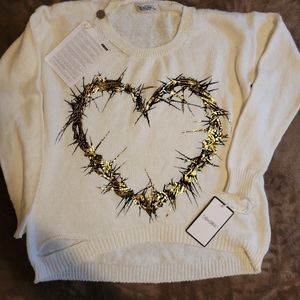Lauren Moshi heart distressed sweater